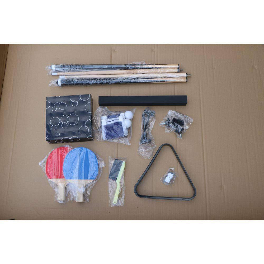 3-In-1 Blue Portable Pool Table with Billiard Balls, Brush, Triangle Rack