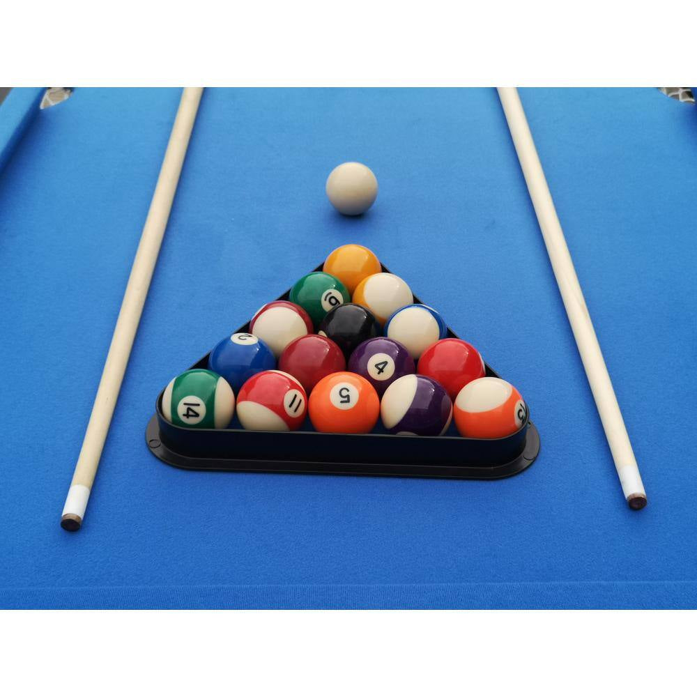 3-In-1 Blue Portable Pool Table with Billiard Balls, Brush, Triangle Rack