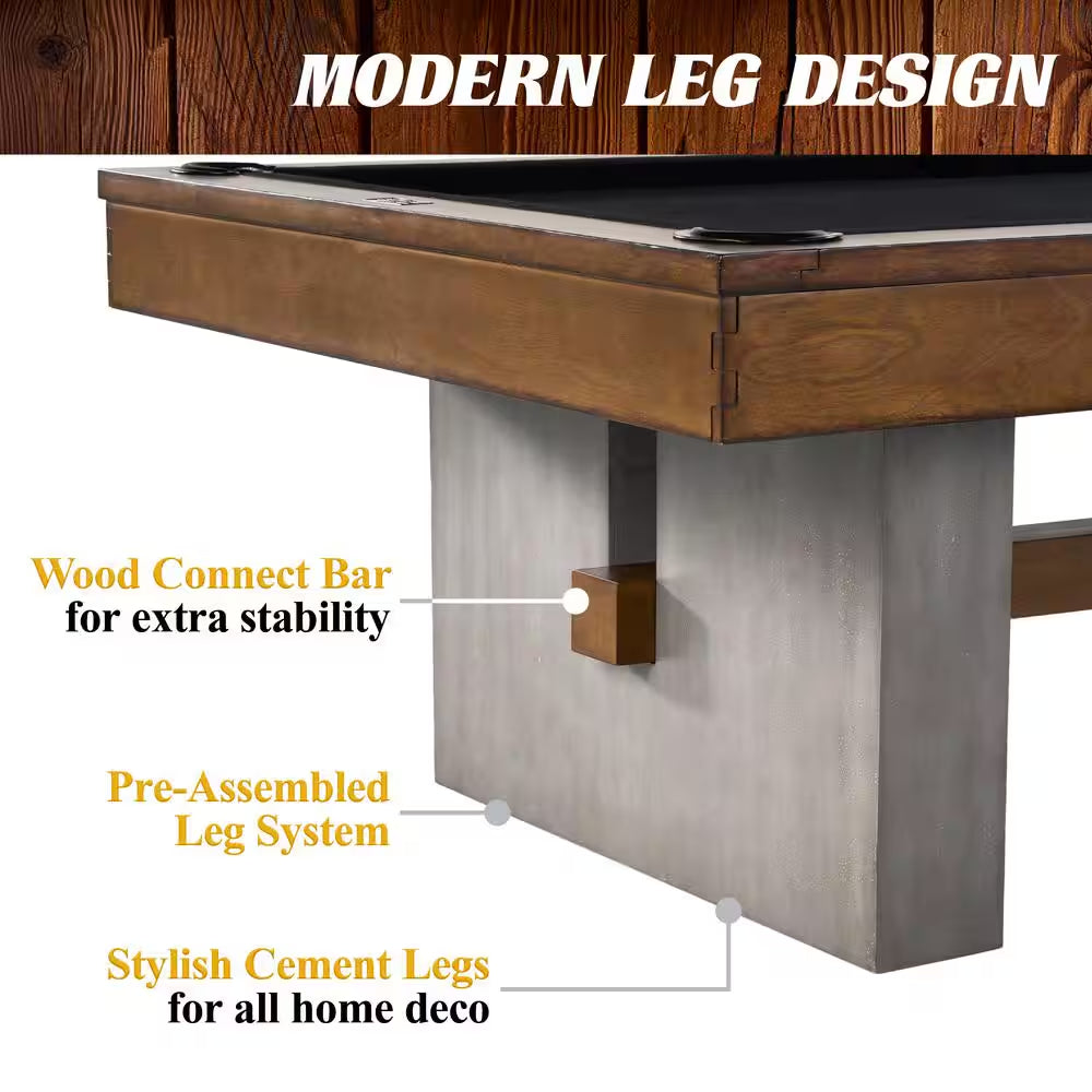 Premium 8 Ft. Slate-Tech Urban Billiard Table with Table Cover, Cue Sticks and Pool Balls