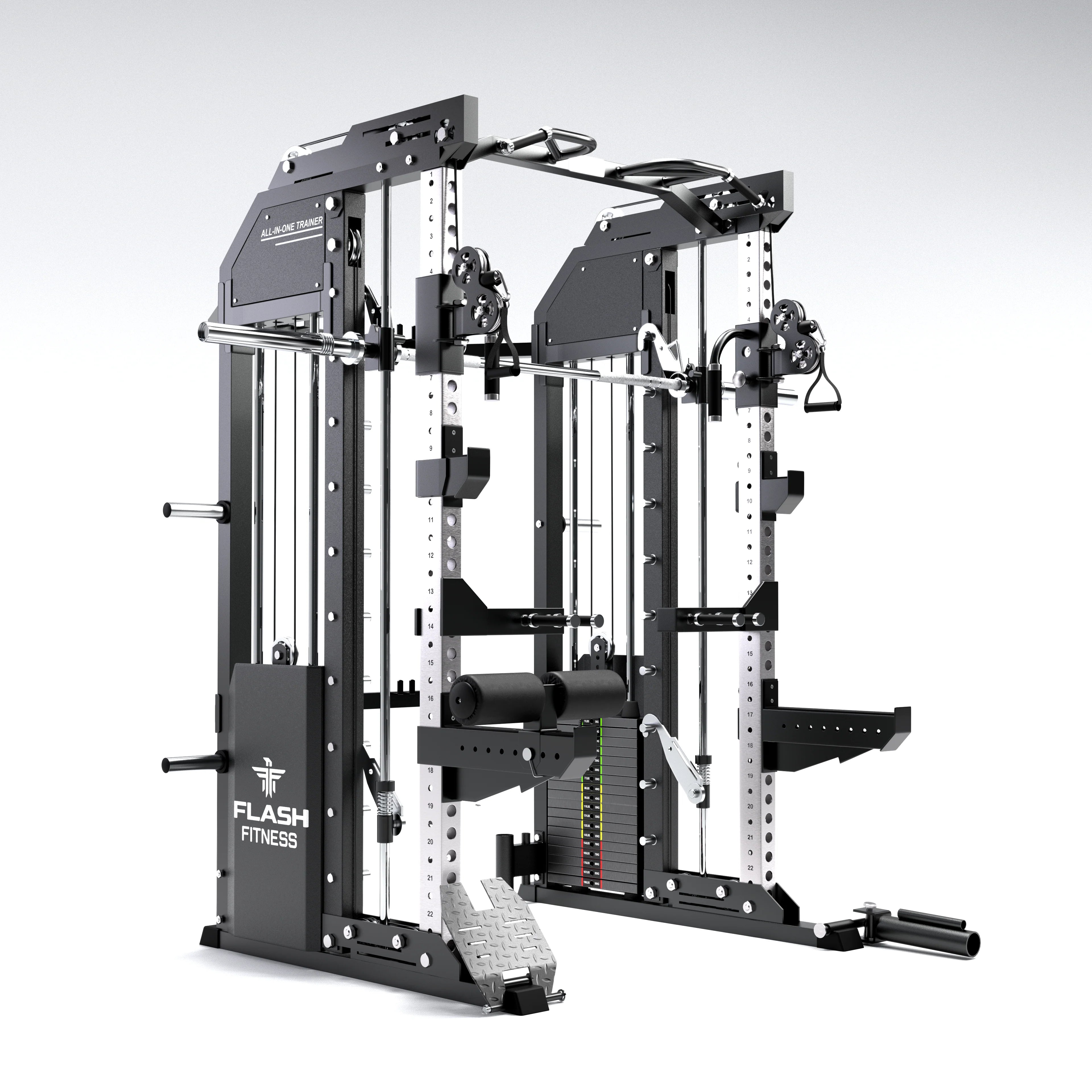 Flash F30 All-In-One Trainer Smith Machine Combo Package – Complete Home Gym with Bench & Dual Weight Stacks