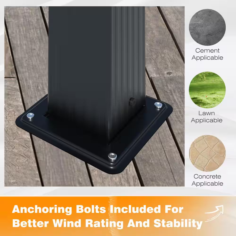 16 Ft. W X 12 Ft. D Aluminum Pergola Outdoor with Dark Gray Retractable Canopy