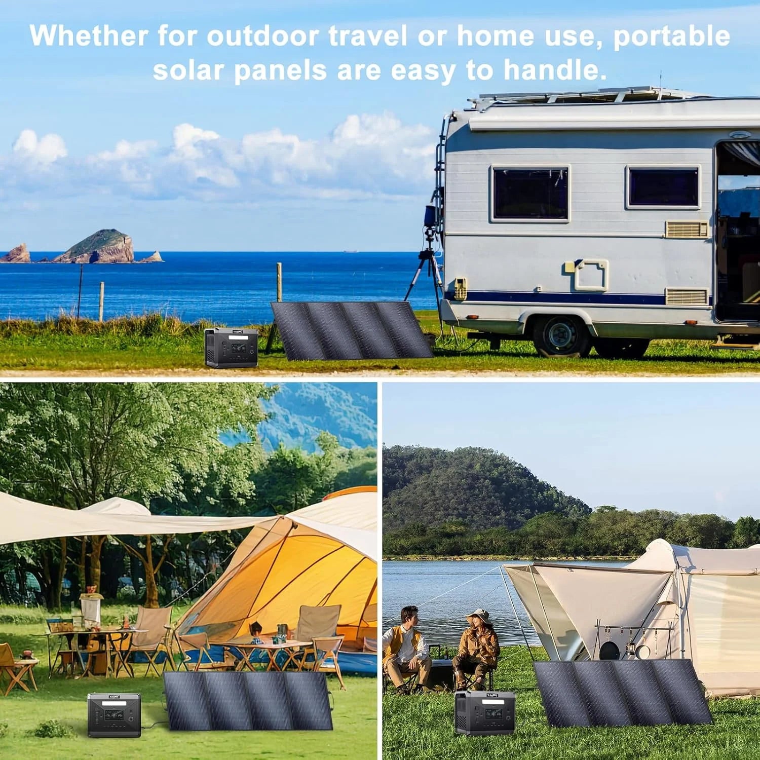 Portable Power Station, 2400W/2160Wh Large Capacity Solar Power Station, with 200W Solar Panel, 4 AC Outlets (4800W Peak), Emergency Power Station for Home, Camping, Outdoor Battery Backup