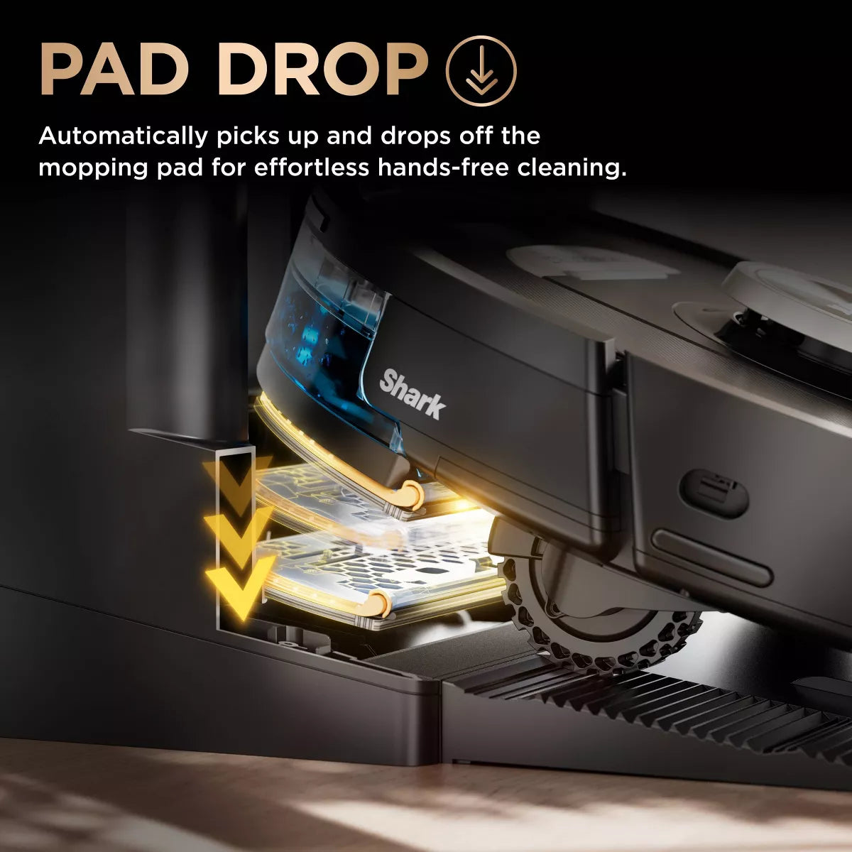 Shark Powerdetect 2-In-1 Cordless Robot Vacuum and Mop with Nevertouch Pro Base RV2810ZE 5" Cleaning Path Black