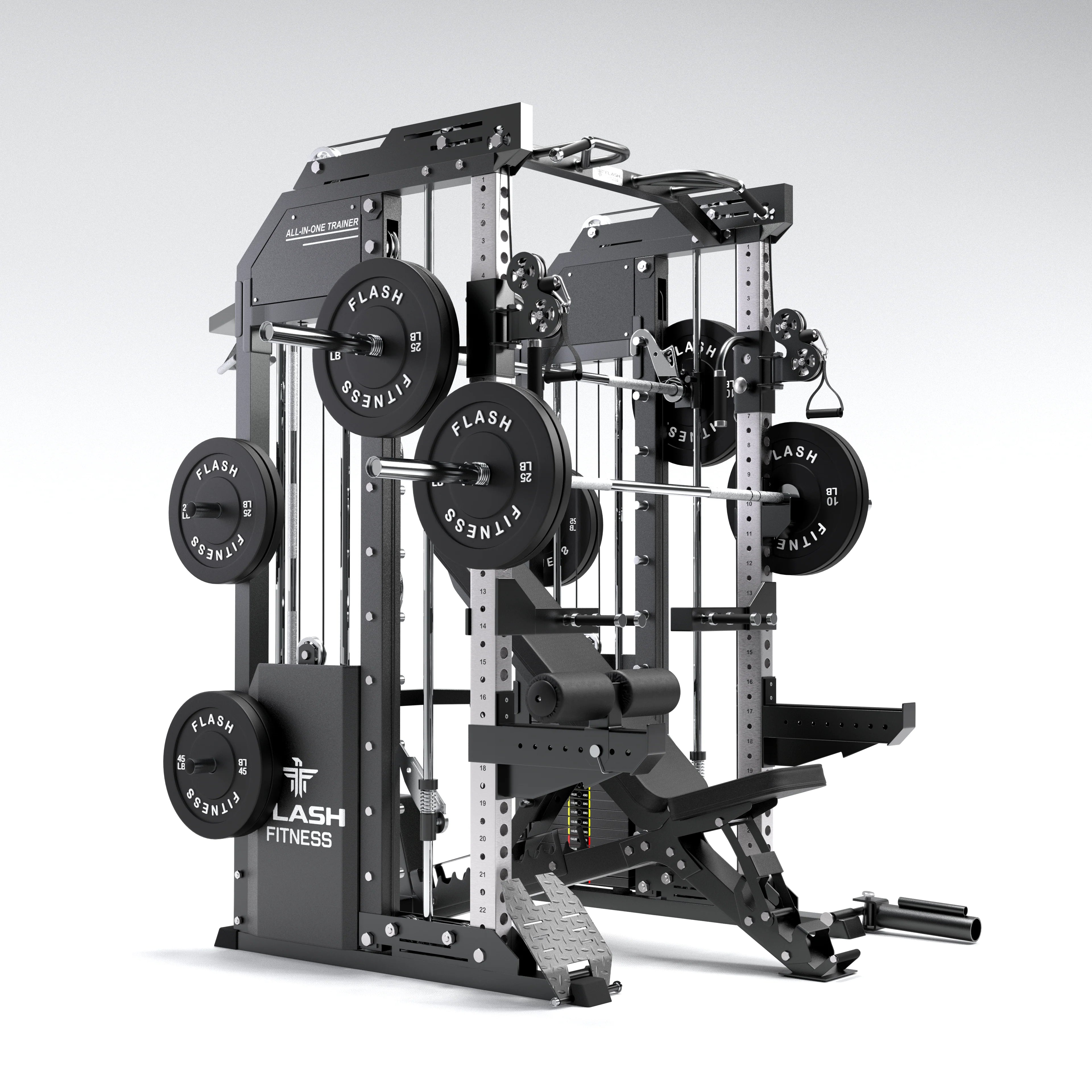 Flash F30 All-In-One Trainer Smith Machine Combo Package – Complete Home Gym with Bench & Dual Weight Stacks