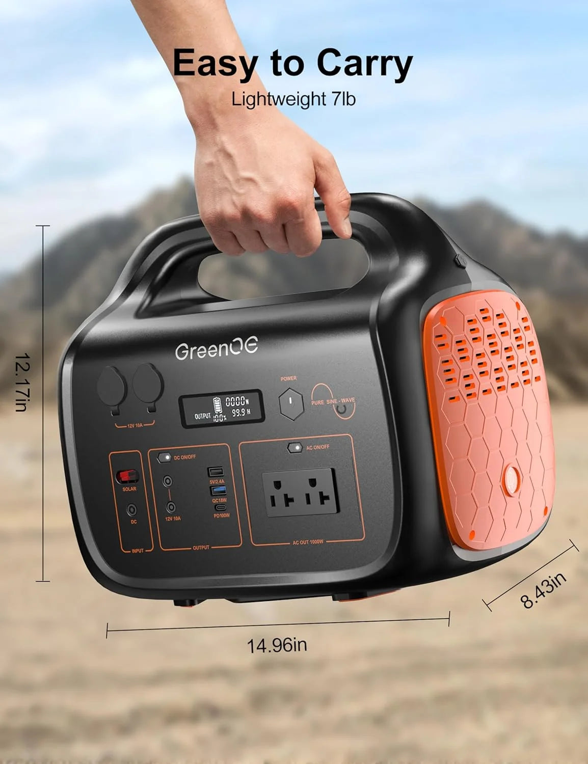 Portable Power Station 1000W 1024Wh Solar Powered Generator with 40W Solar Panel, Camping Power Bank for Outdoors Travel Hunting Home Lithium Battery Backup