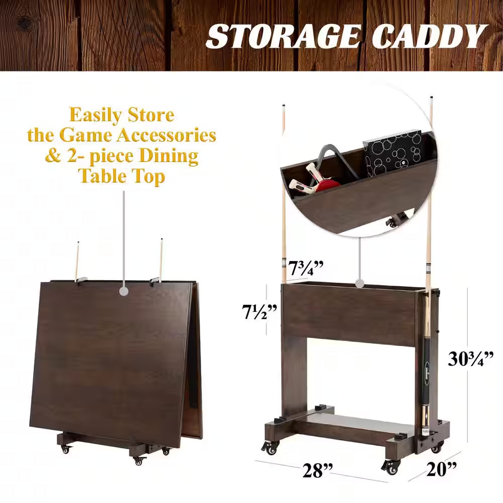 Monteray 7.5 Ft Slate-Tech Pool Table 3-In-1 with Billiards, Table Tennis and Dining Tops, Accessories, Storage Cart