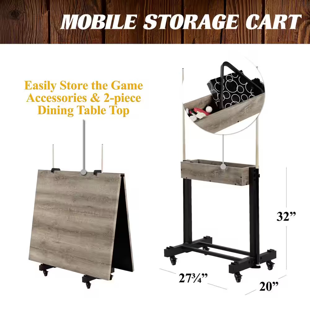 Westmont 7 Ft. Pool Table, 3-In-1 Dining Top and Table Tennis with Game Accessories and Rolling Storage Caddy