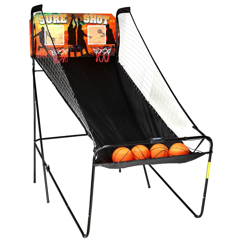 Hathaway Sure Shot 81-In Dual Basketball Arcade Game for Game Room - with LED Scoring, Foldable Indoor Basketball Game Design, Steel Frame, 8 Game Modes, Pump & Dual Hoops