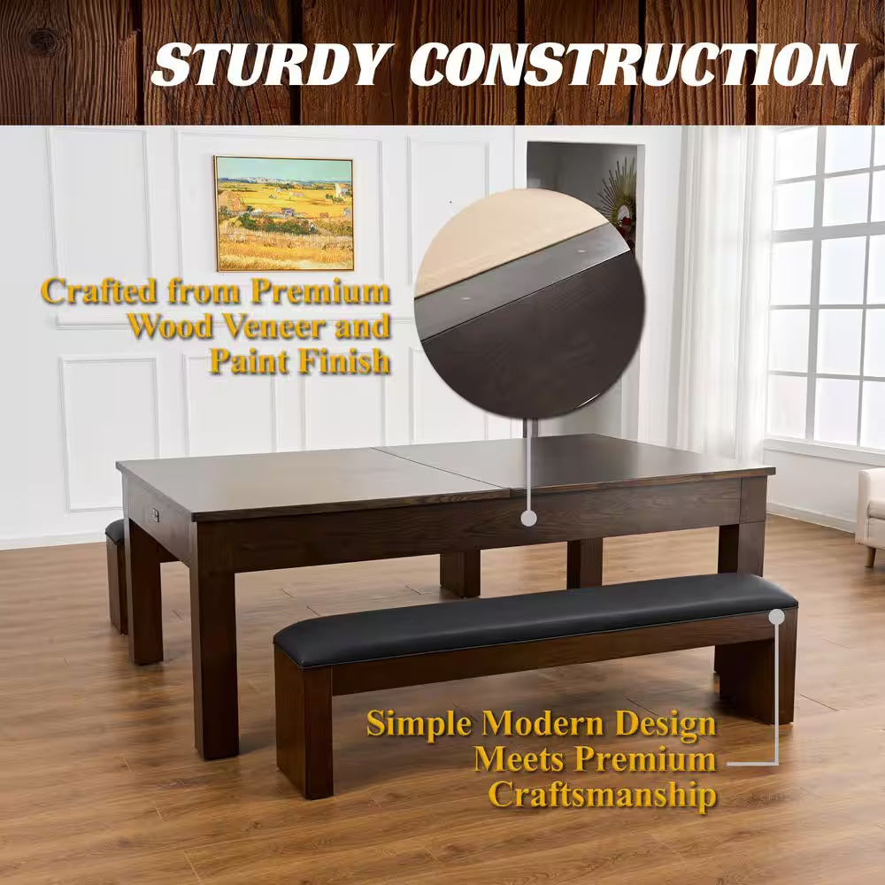 Monteray 7.5 Ft Slate-Tech Pool Table 3-In-1 with Billiards, Table Tennis and Dining Tops, Accessories, Storage Cart