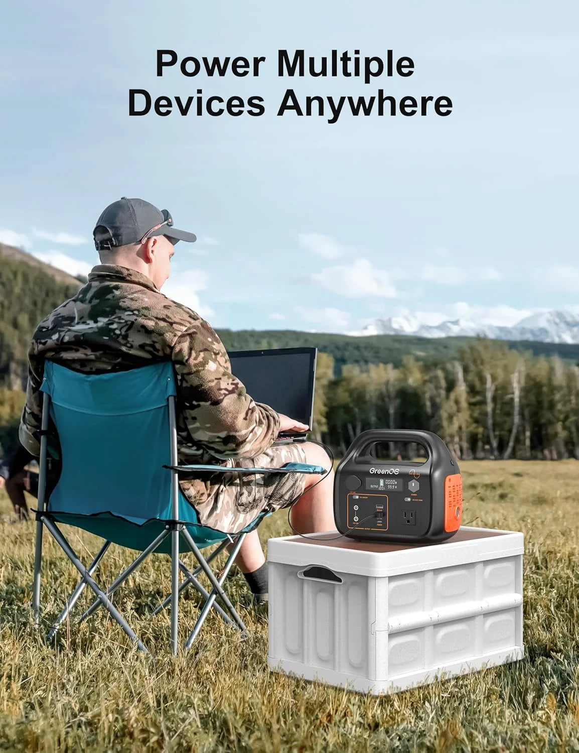 Portable Power Station 1000W 1024Wh Solar Powered Generator with 40W Solar Panel, Camping Power Bank for Outdoors Travel Hunting Home Lithium Battery Backup