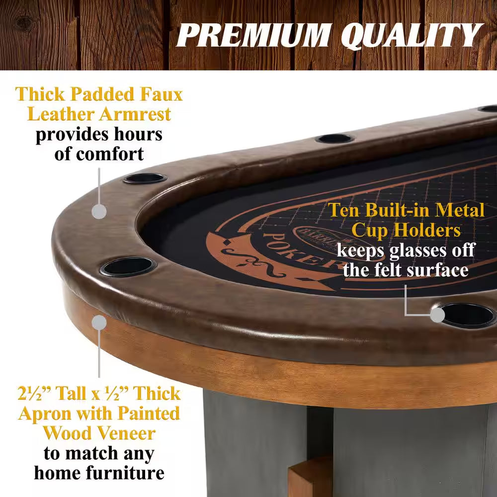 10-Player Poker Table with Dining Table Top
