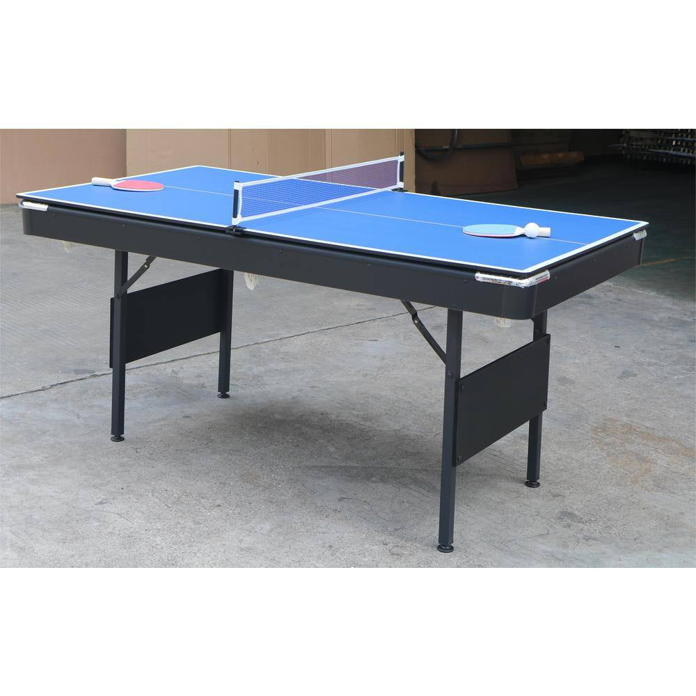 3-In-1 Blue Portable Pool Table with Billiard Balls, Brush, Triangle Rack