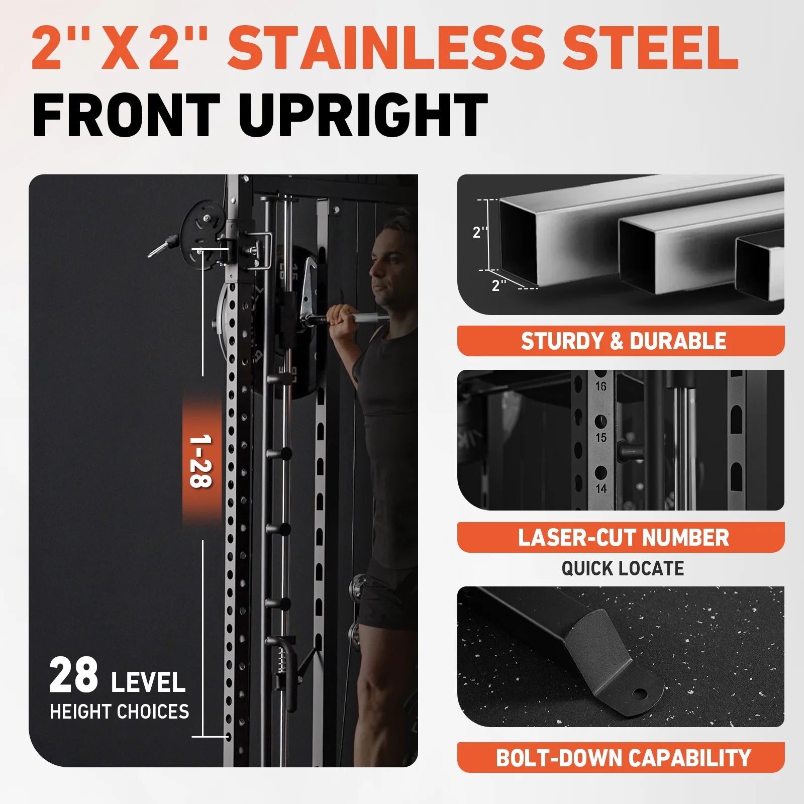 Smith Machine, All-In-One Power Rack Cage with Vertical Leg Press, 2000LBS Power Cage Squat Rack with Smith Bar, Dual Pulley Cable Crossover System for Home Gym with Barbell Bench and Plates