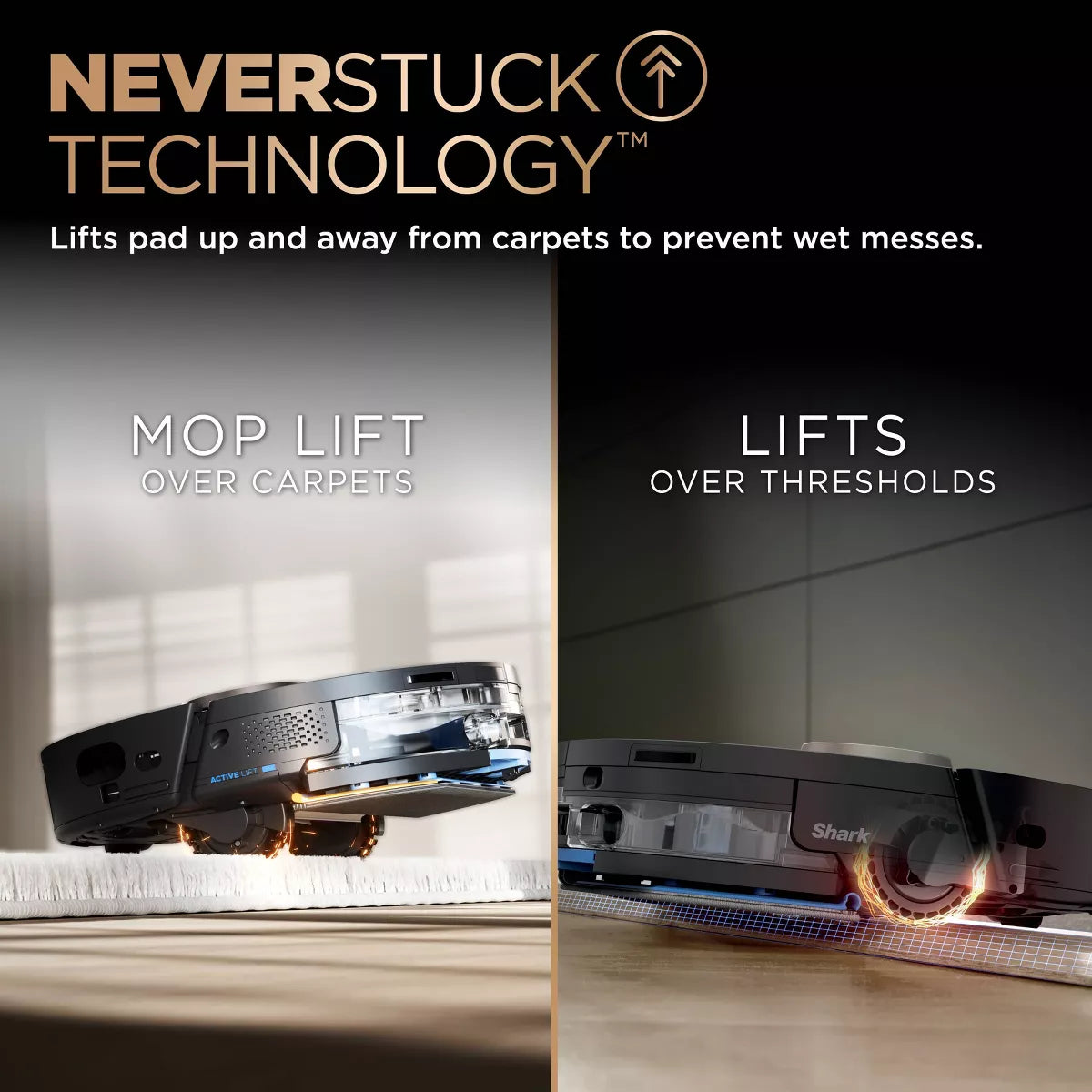 Shark Powerdetect 2-In-1 Cordless Robot Vacuum and Mop with Nevertouch Pro Base RV2810ZE 5" Cleaning Path Black