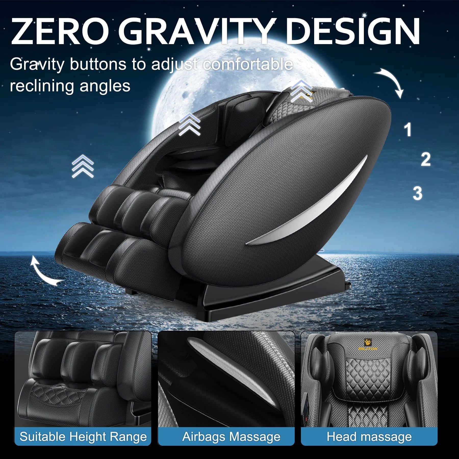 Massage Chair Recliner with Heating, Bluetooth and Full Body Massage, Black