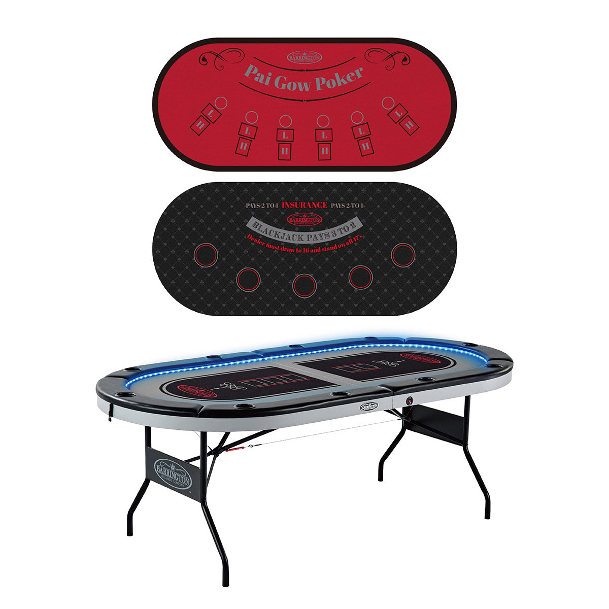 Barrington 10-Player Poker Table with LED Lights