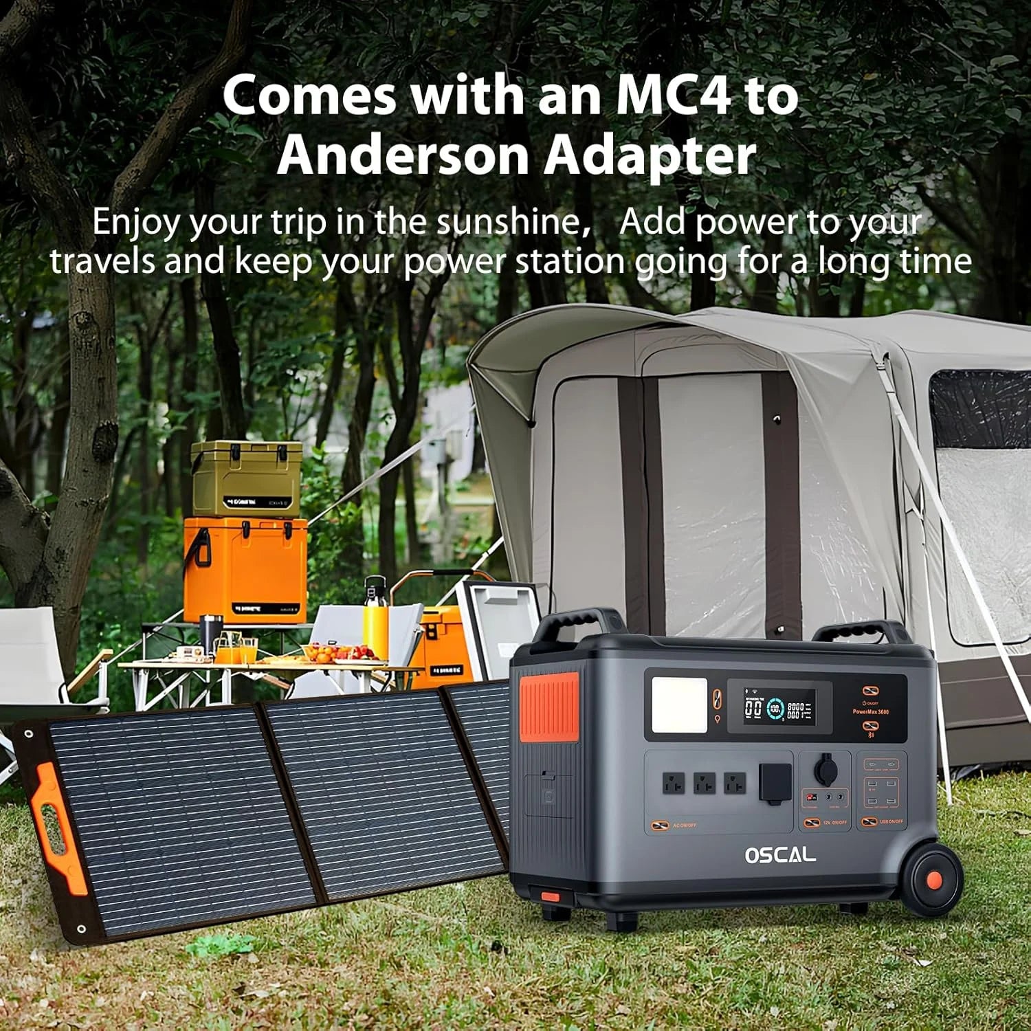 Portable Power Station 6000W with 3X200W Solar Panel, 3600Wh Lifep04 Solar Generator for Home Use, Outdoor Camping, Powermax 6000