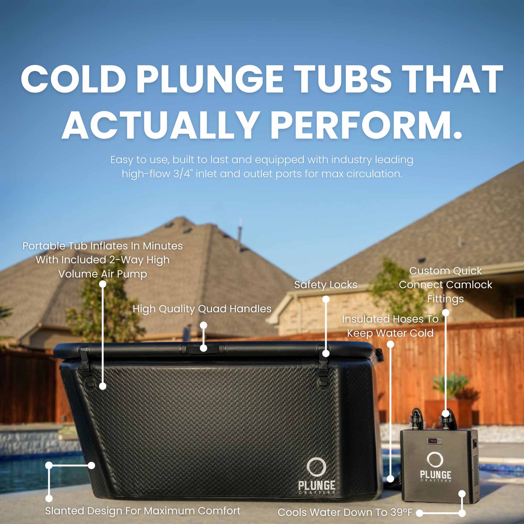 Aries XL Cold Plunge Tub with 1/2HP Chiller Pro – Full-Size Ice Bath System with 39°F Cooling & WiFi Control