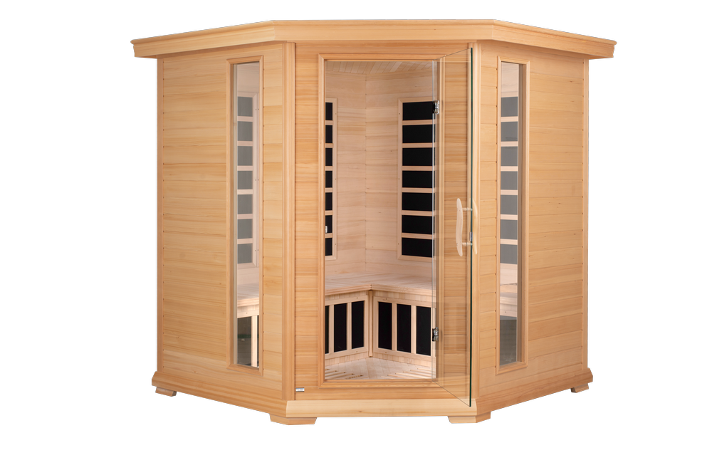 Blisspod Vienna Series 4–5 Person Far Infrared Sauna | Luxury Corner Home Spa | Canadian Hemlock | Ultra Low EMF w/ 12 Heaters