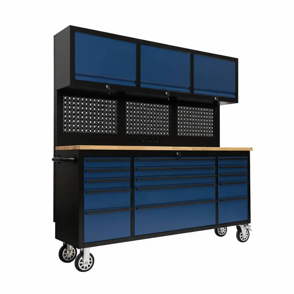 72" Rolling Tool Chest – Modular Cabinet & Multi-Use Workstation with Power & Pegboard