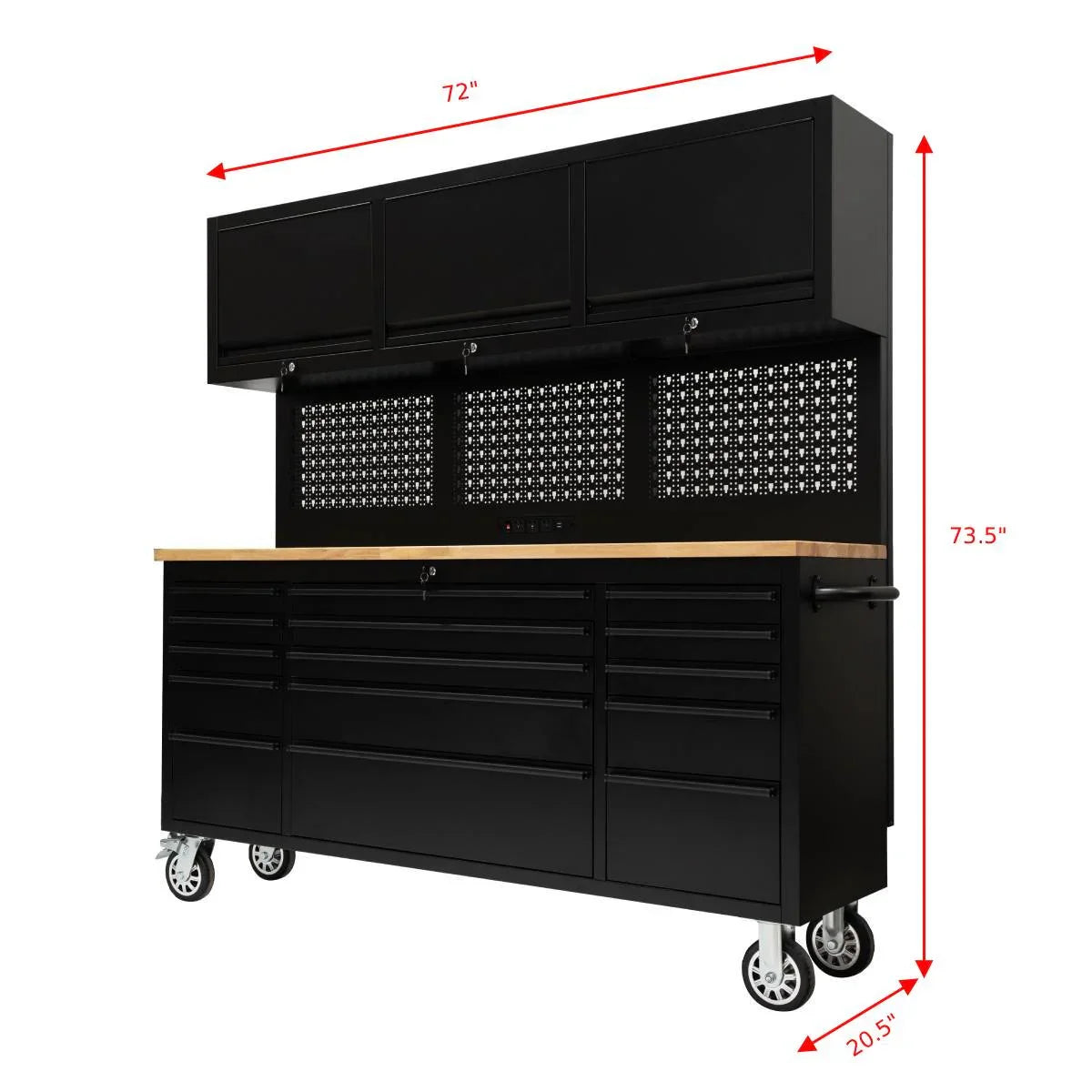 72" Rolling Tool Chest – Modular Cabinet & Multi-Use Workstation with Power & Pegboard