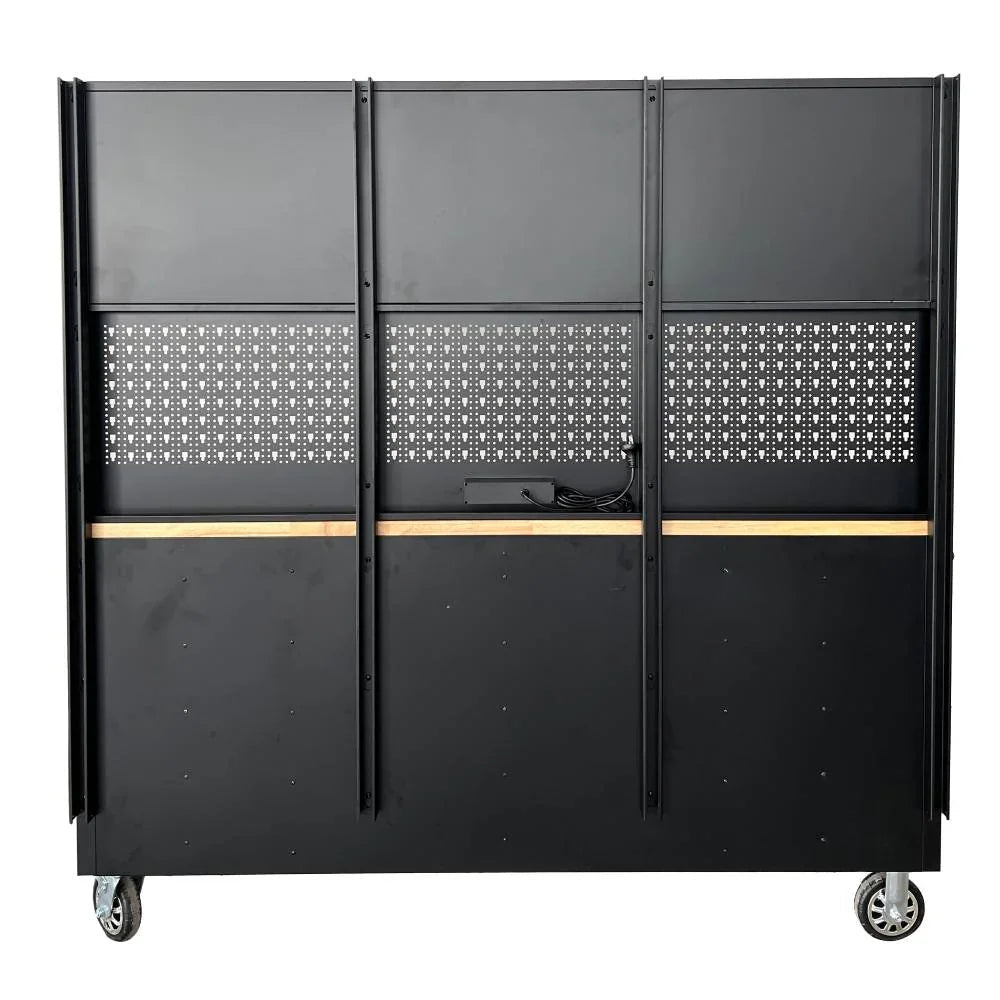 72" Rolling Tool Chest – Modular Cabinet & Multi-Use Workstation with Power & Pegboard