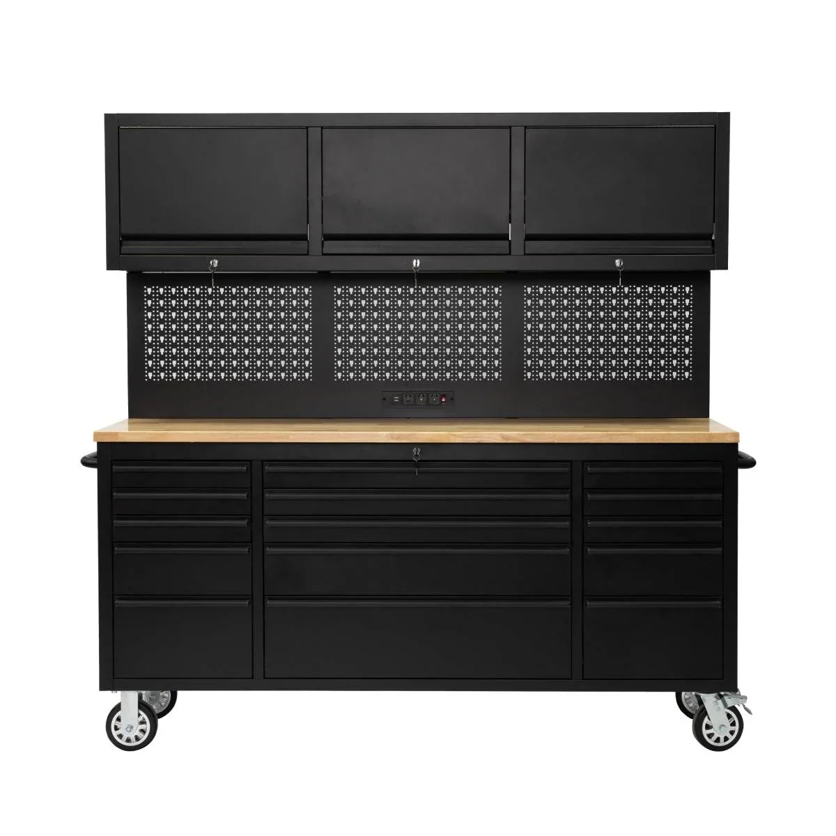 72" Rolling Tool Chest – Modular Cabinet & Multi-Use Workstation with Power & Pegboard