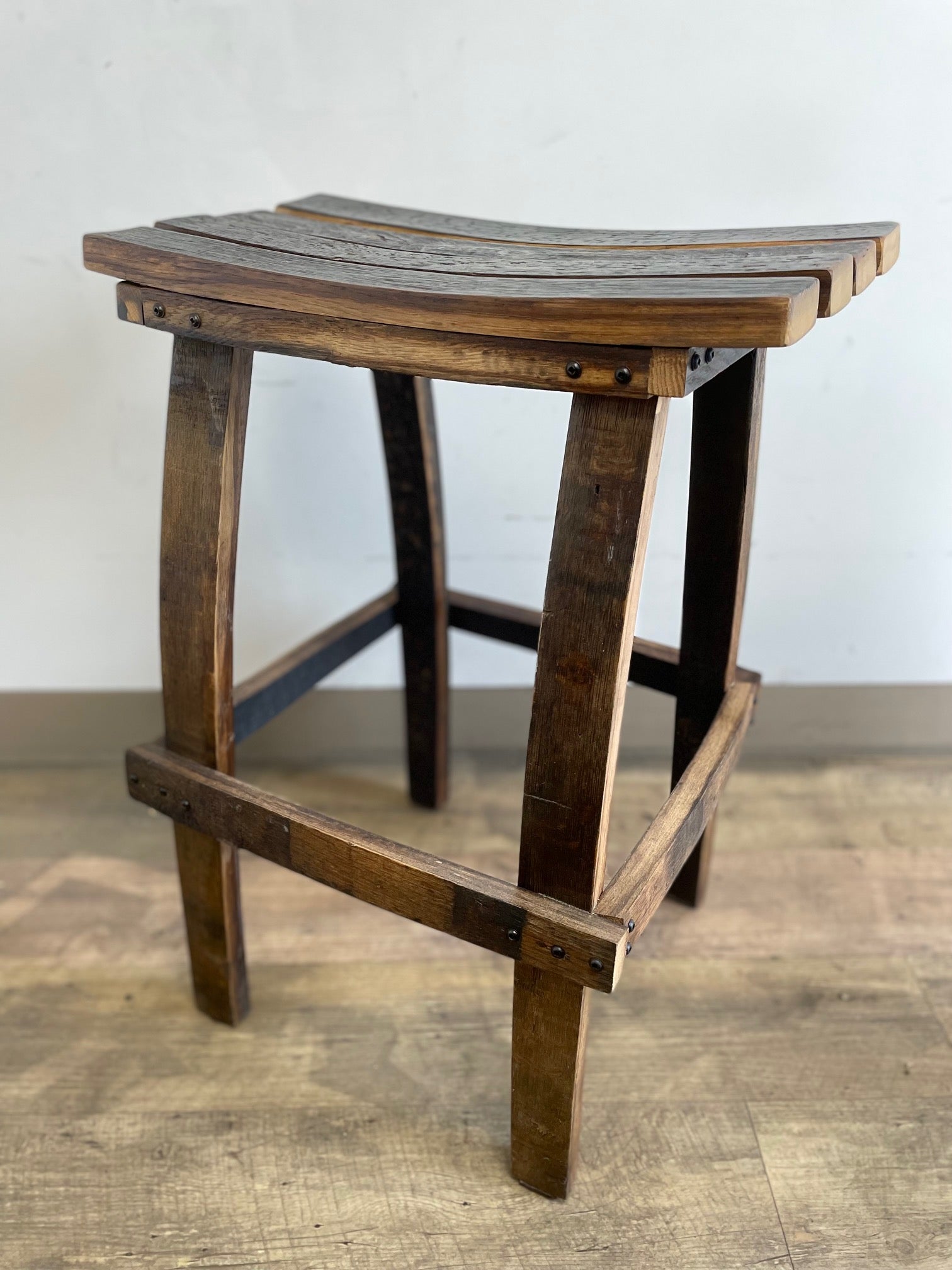 Whiskey Barrel Bar Stool – Handcrafted Rustic Bourbon Barrel Seating