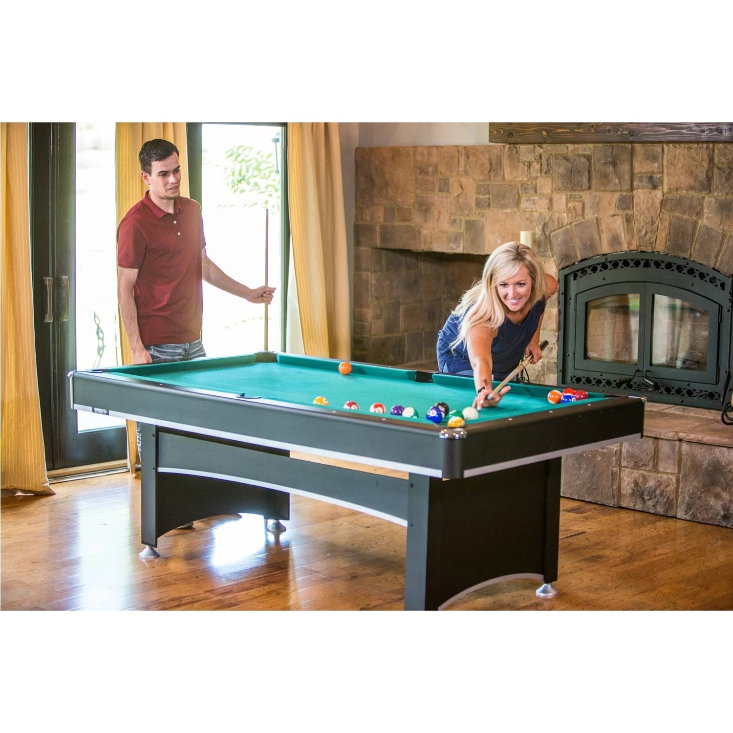 7 Ft 2-in-1 Pool Table with Table Tennis Conversion Top – Billiards & Ping Pong Set