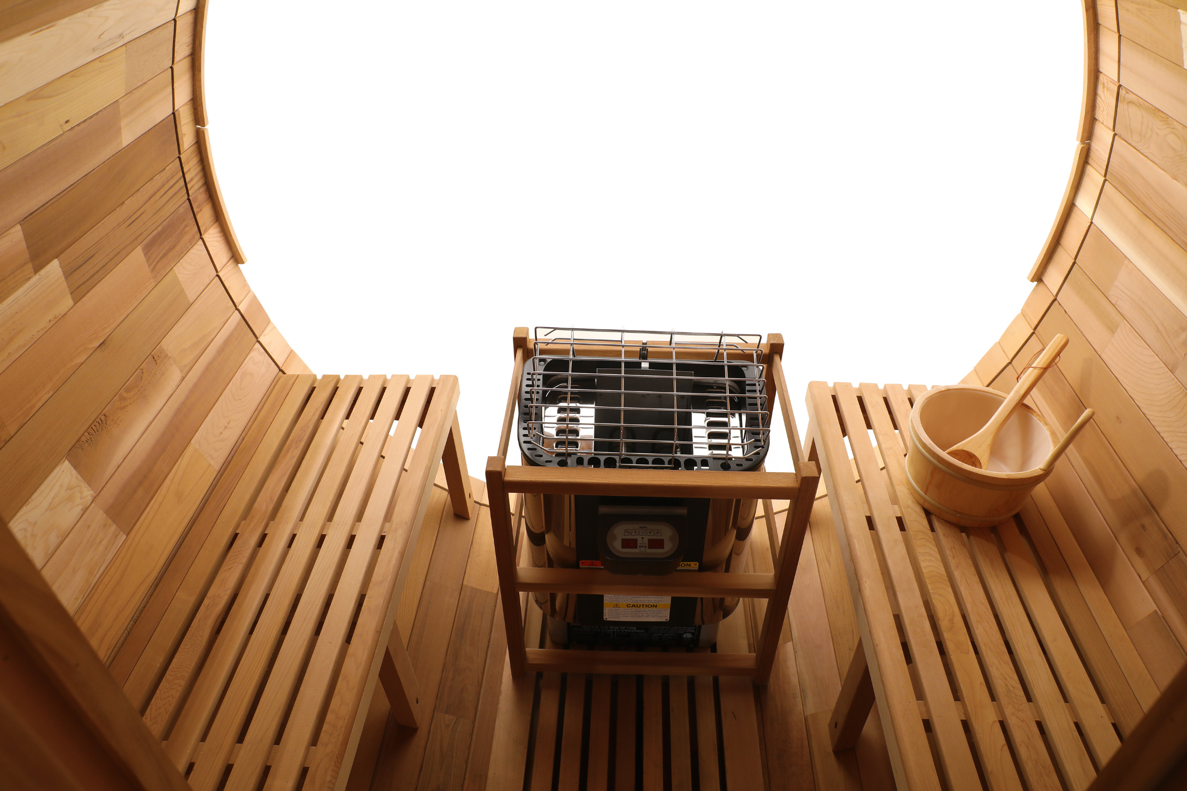 Blisspod Prague Series Barrel Sauna - 4 to 6 Person | Outdoor Canadian Red Cedar Steam Sauna with Full Glass Back