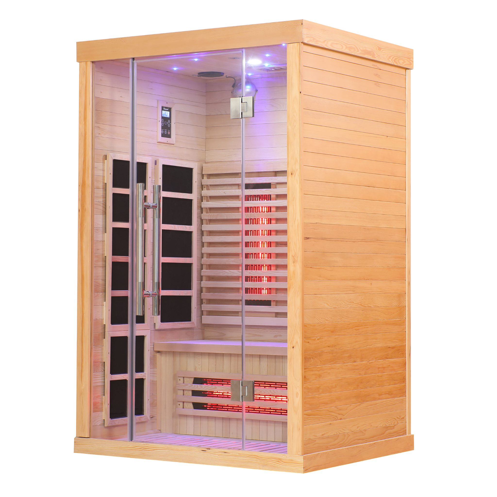Blisspod Venetian Series 2-Person Full Spectrum Infrared Sauna – Premium Indoor Sauna with 10 Heaters | Premium Canadian Hemlock | Chromotherapy & Reflexology