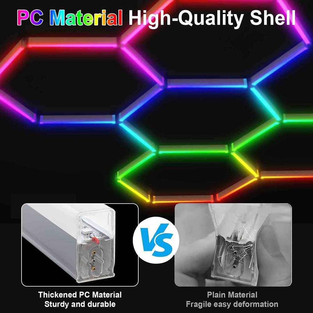 RGB LED Hexagon Garage Lights Car Detailing Shop Light No Border for Garage Bar