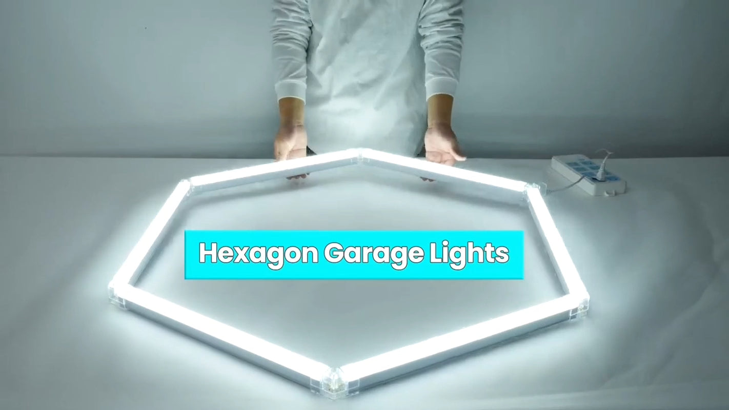 RGB LED Hexagon Garage Lights Car Detailing Shop Light No Border for Garage Bar