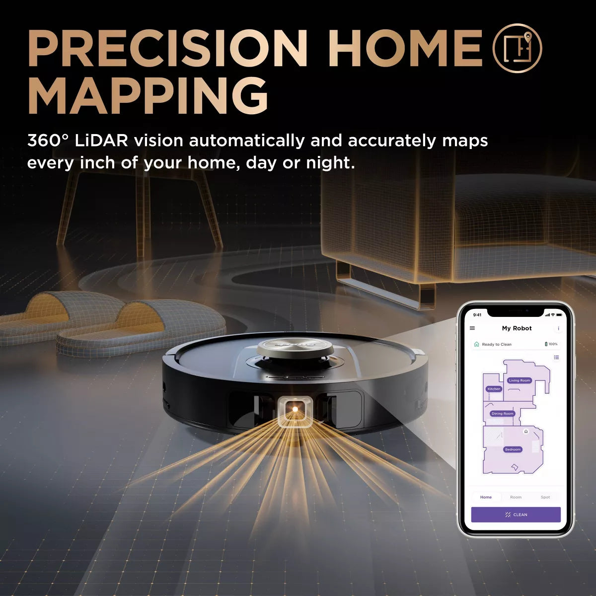 Shark Powerdetect 2-In-1 Cordless Robot Vacuum and Mop with Nevertouch Pro Base RV2810ZE 5" Cleaning Path Black