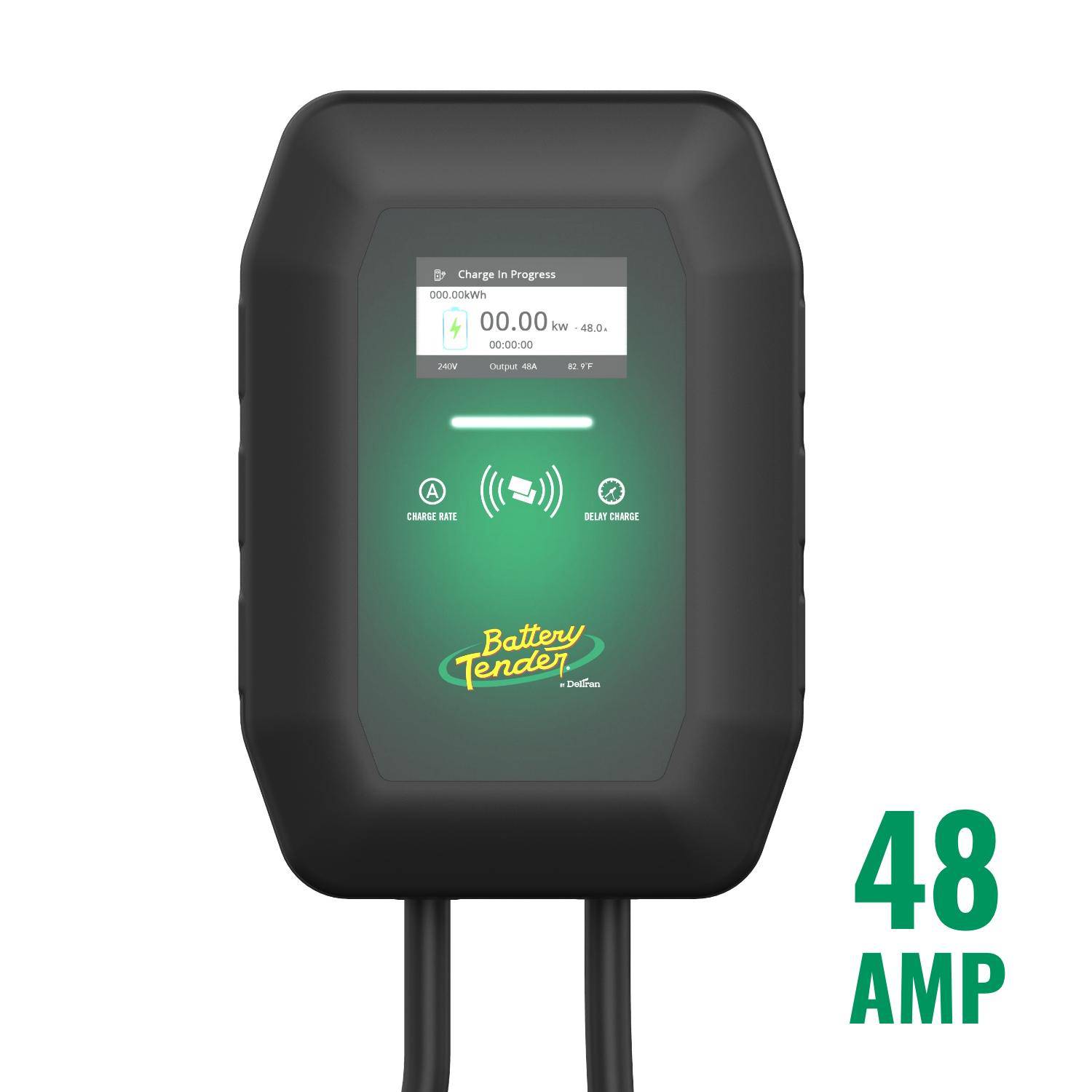 eCharge 48 Level 2 EV Charger – 48A Smart Fast Charging Station (240V, J1772, NEMA 14-50) - Mountable Indoor/Outdoor
