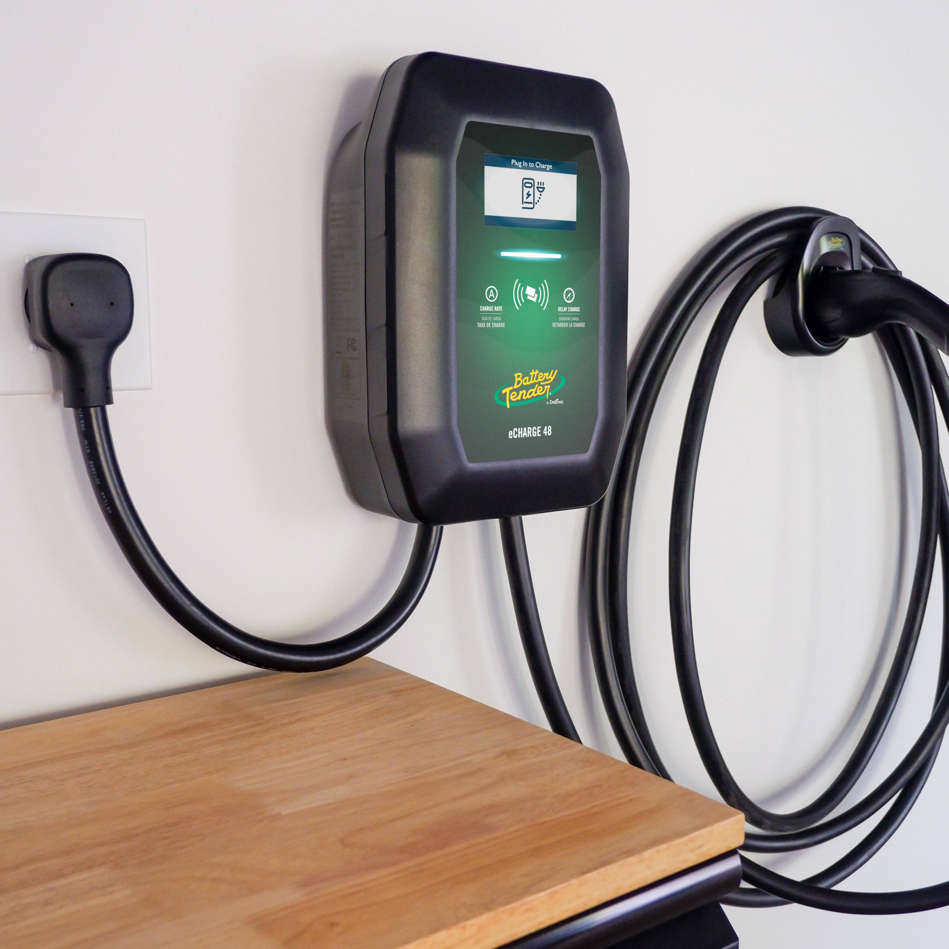 eCharge 48 Level 2 EV Charger – 48A Smart Fast Charging Station (240V, J1772, NEMA 14-50) - Mountable Indoor/Outdoor