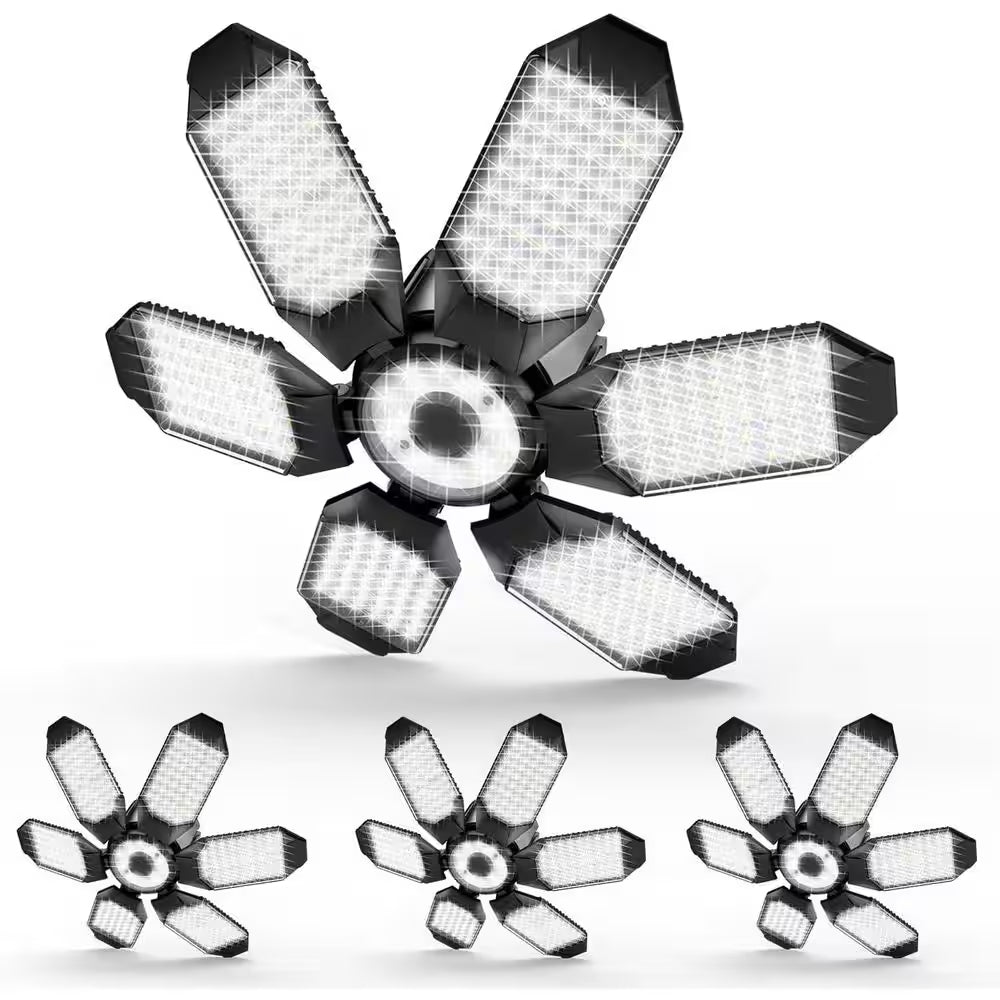 160W LED Ceiling Light 64000-Lumens 6500K Super Bright Deformable Panels for Garage Basement Workshop 4-Pack