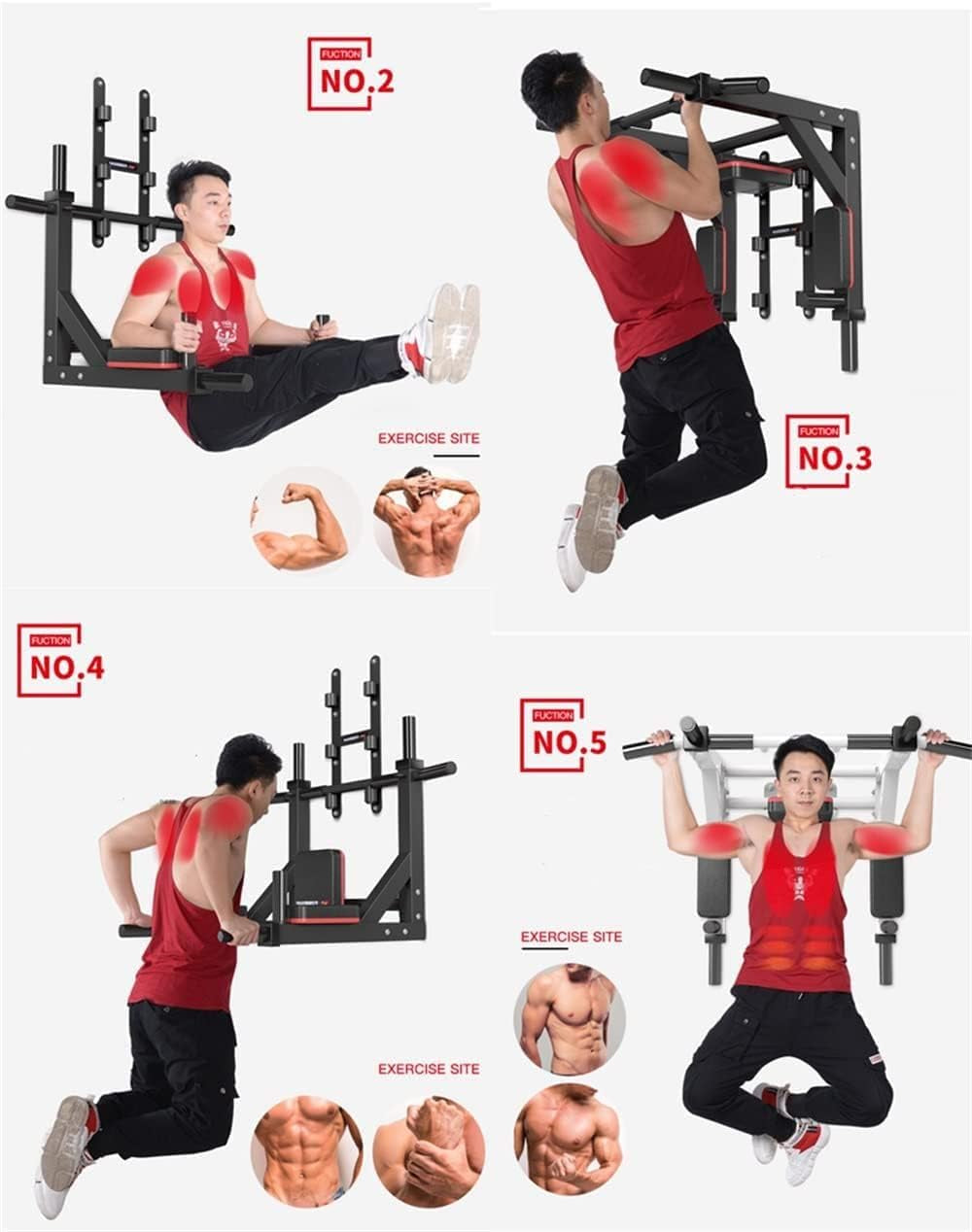 Heavy-Duty Wall-Mounted Pull-Up Bar & Dip Station for Home Gym 800LBS