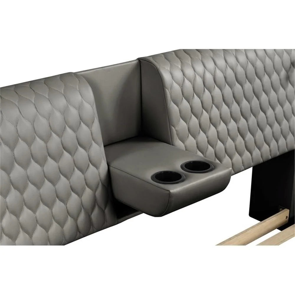 Smart Multifunctional Queen Size Bed Made with Wood in Gray