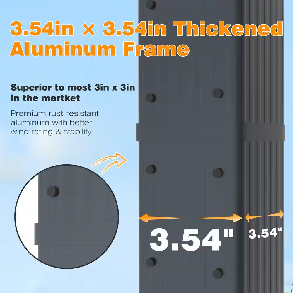 16 Ft. W X 12 Ft. D Aluminum Pergola Outdoor with Dark Gray Retractable Canopy