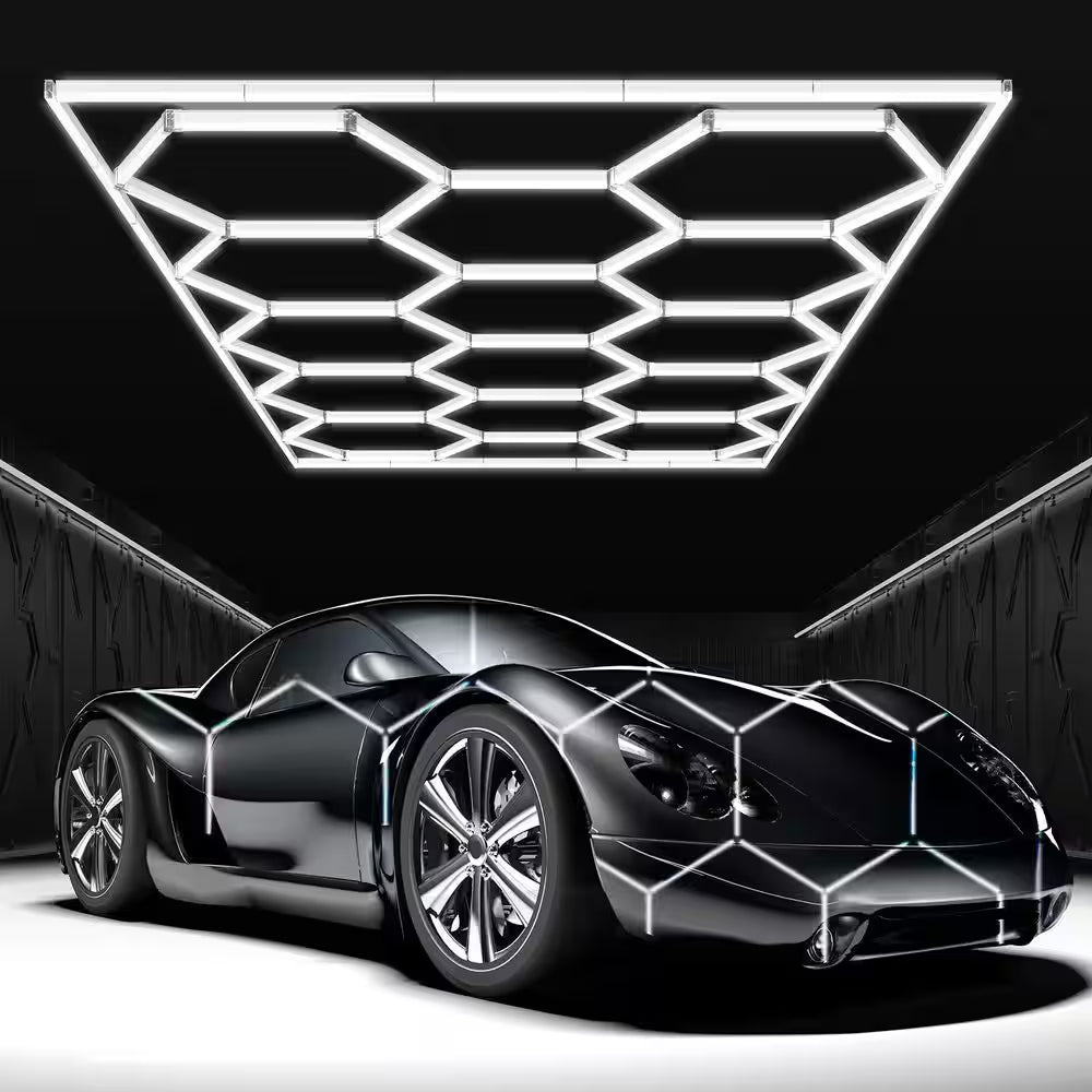 1.6 Ft. 6500K Integrated LED White Strip Light Fixture 108000LM Hexagon Garage Light (14 HEX)