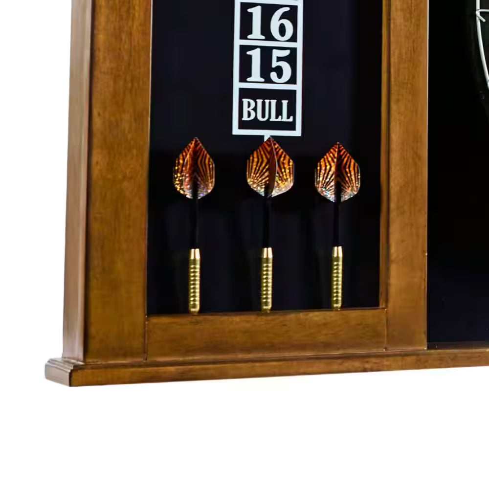 Woodhaven Premium Bristle Dartboard Cabinet Set with LED Lights