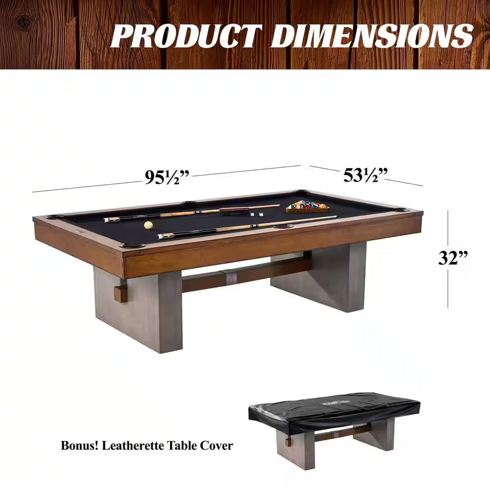 Premium 8 Ft. Slate-Tech Urban Billiard Table with Table Cover, Cue Sticks and Pool Balls