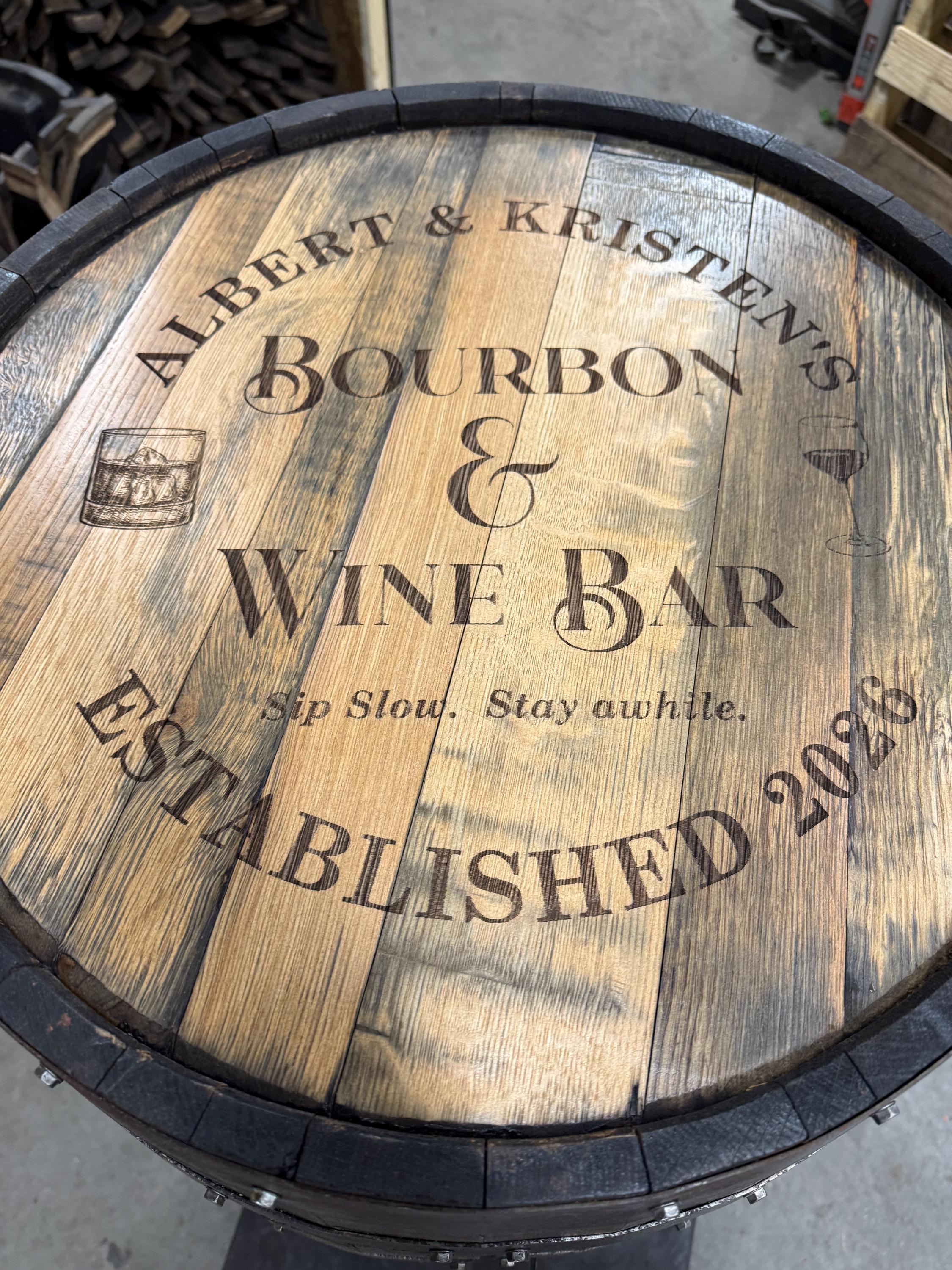 Whiskey Barrel Pool/Billiards Cabinet with LED Lighting