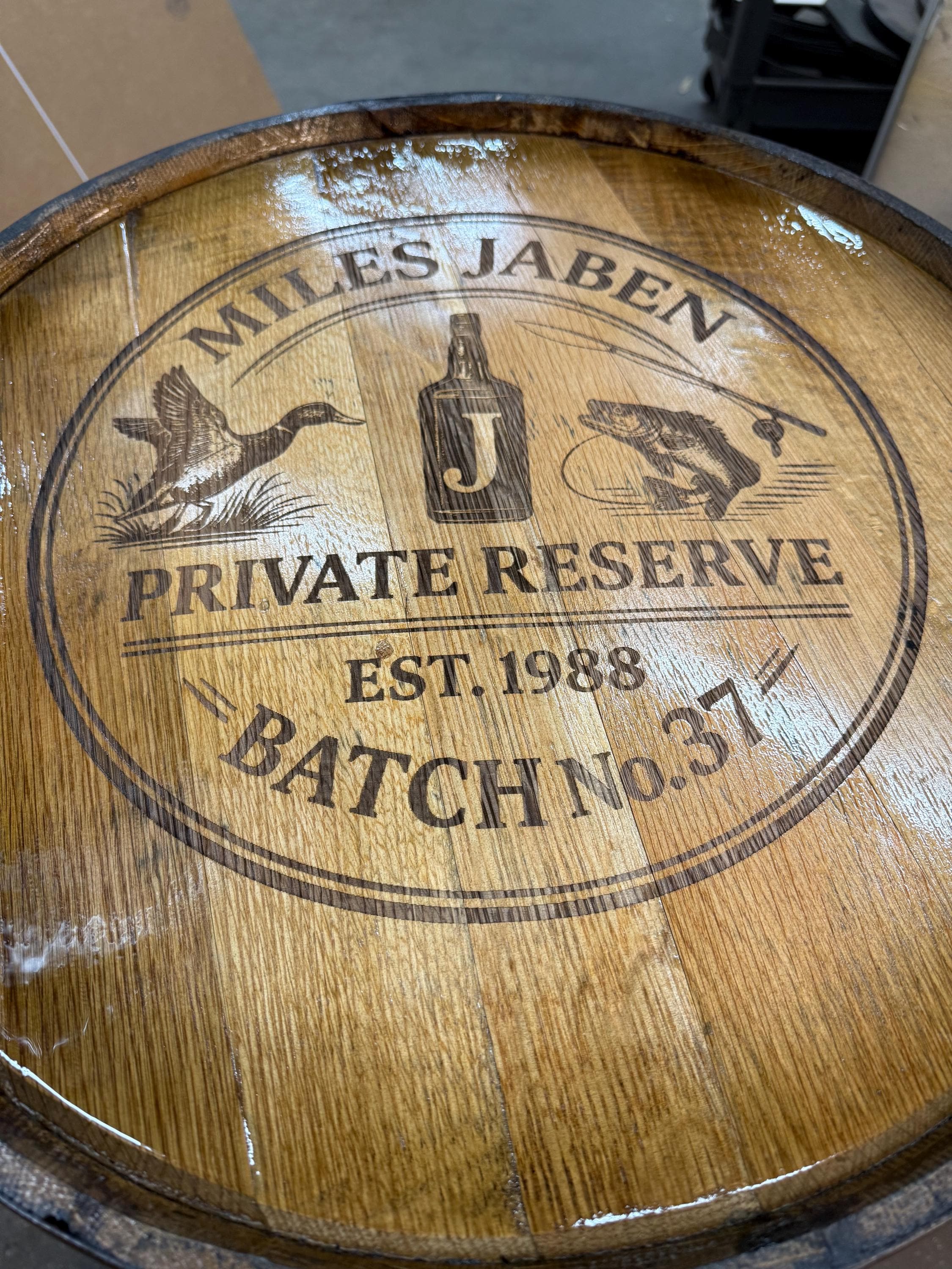 Whiskey Barrel Pool/Billiards Cabinet with LED Lighting