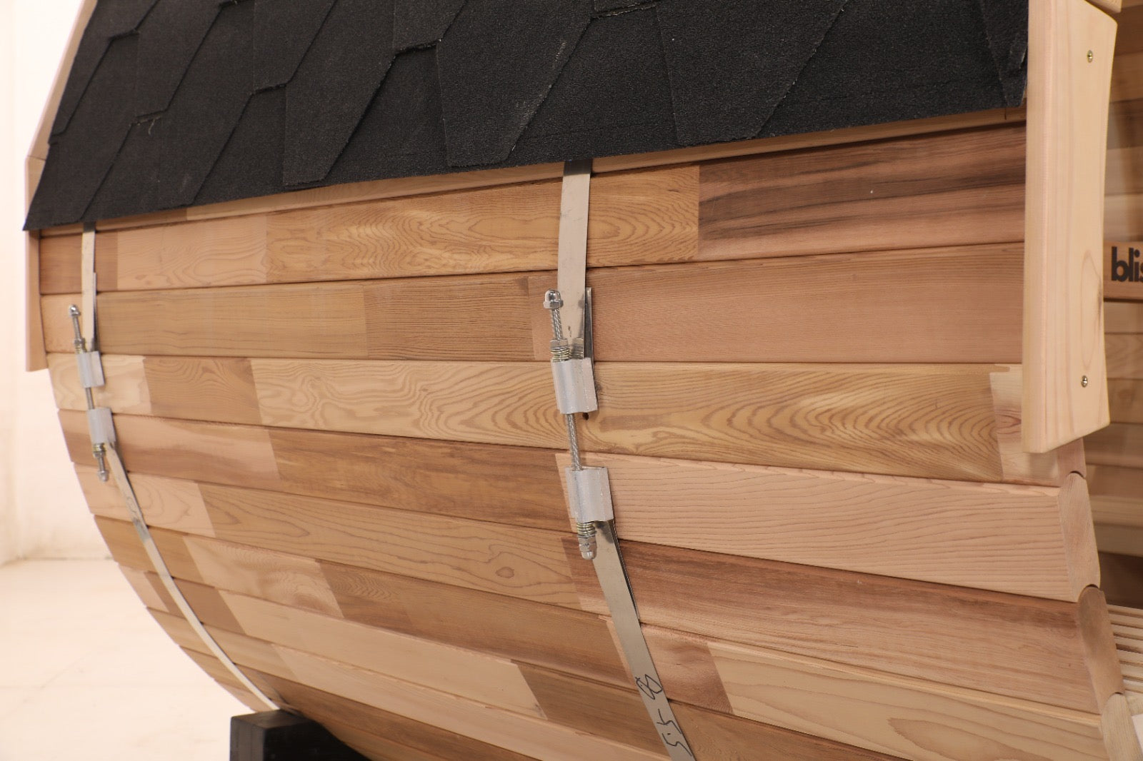 Blisspod Prague Series Barrel Sauna - 4 to 6 Person | Outdoor Canadian Red Cedar Steam Sauna with Full Glass Back