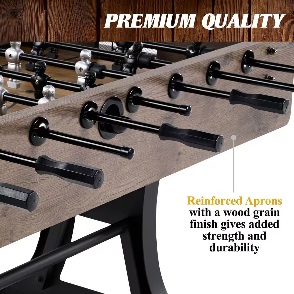 58 In. Coventry Foosball Table, Durable Metal Legs and Stylish Design with Tabletop Sports Soccer Balls