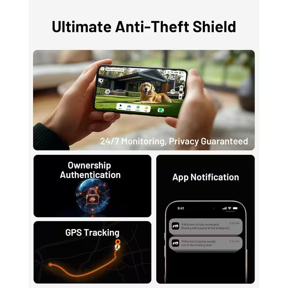 YUKA Mini 800H 7.5 In. Robot Lawn Mower (0.4 Acres) Adjustable Cutting Height (2.0 In.- 3.5 In.) Ultrasense AI Vision