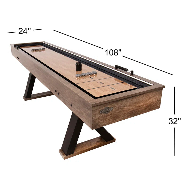 Kirkwood 9' LED Shuffleboard Table with Bonus Bowling Game