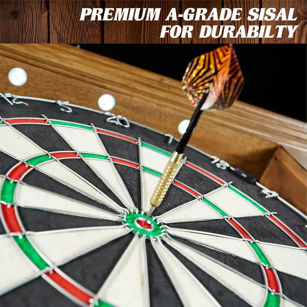 Woodhaven Premium Bristle Dartboard Cabinet Set with LED Lights